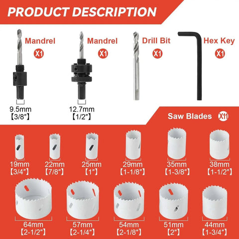 Beast Bi Metal Hole Saw Kit From Maycraft 17 Piece Set With 11 Blades From Three Quarter To Two And A Half Inches Display