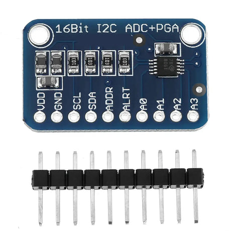 Sixteen Bit I2C Analog To Digital Converter Development Board With Programmable Gain Amplifier And High Precision ADC Module