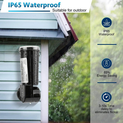 Smart Dusk To Dawn Photocell Sensor For Outdoor Lights Auto On Off IP65 Waterproof installed on house eave