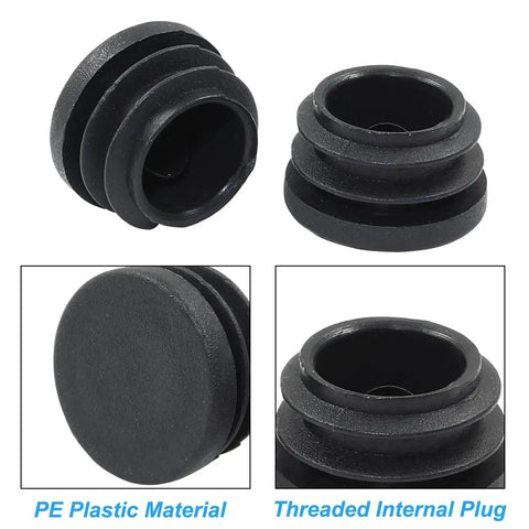 Twenty Pack Seven Eighths Inch Round Plastic Plug End Caps For Furniture Tubing Fit Inner Diameter 0.78 To 0.82 Inch Black Durable PE