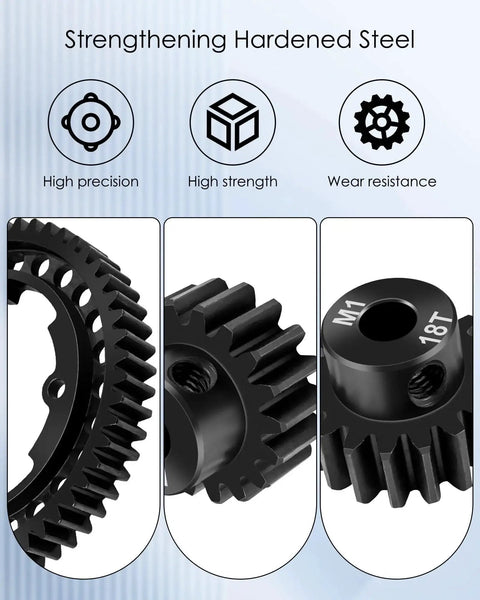 Close-up of a Heavy Duty 54T Spur Gear With 18T Pinion Gear All In One Upgrade Kit, highlighting high precision and wear resistance.