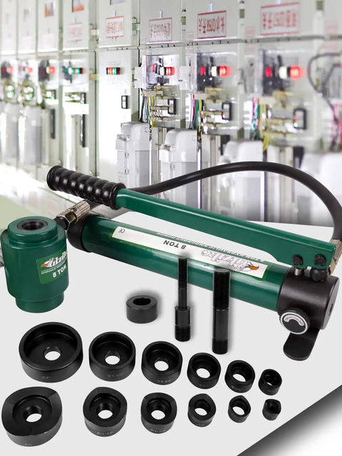 Hydraulic Knockout Punch Set With Separable Pump For Electrical Conduit Hole Cutter One Half To Two Inch 8 To 12 Ton Capacity