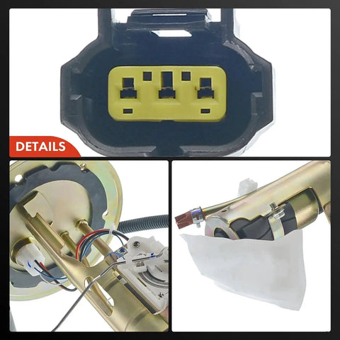 Electric Fuel Pump Assembly With Sending Unit For Ford Explorer And Mercury Mountaineer 1997 1998 4.0L 5.0L V6 V8 In Tank Replacement Plug And Play Reliable Fuel Delivery And Easy Install close-up showing plug, assembly, and filter details.