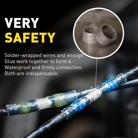 Solder-seal heat shrink wire connectors; marine-grade butt splice terminals, corrosion-resistant, two sleeves shown.