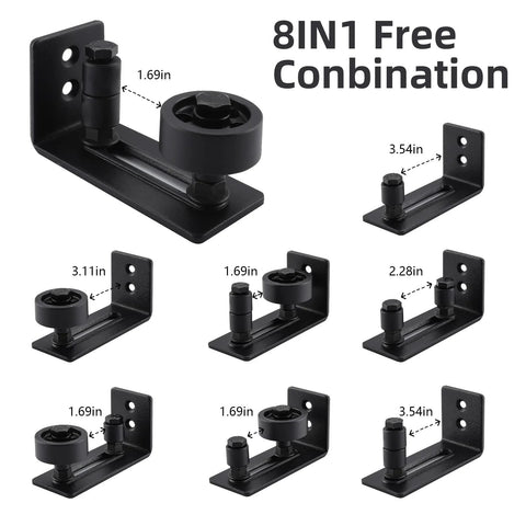 Sliding Barn Door Floor Guide With Adjustable Roller Wall Mount Eight Assembly Options Flush Bottom Design Black Finish