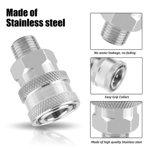2 Pack Stainless Steel Quick Connect Fittings For Pressure Washer NPT Quarter Inch Male And Female Adapters Conversion Kit