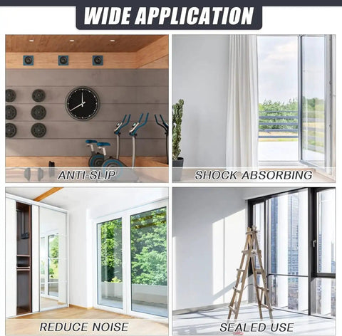 Image showing wide applications of Self Adhesive Rubber Strips for anti-slip, shock absorbing, reduce noise, and sealed use.