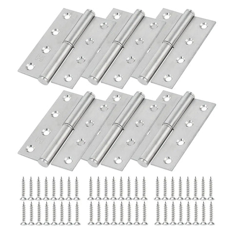 6 Pack Lift Off Door Hinges 4 Inch Heavy Duty Stainless Steel Detachable Right Hand Hinges Rust Resistant Indoor Outdoor Use