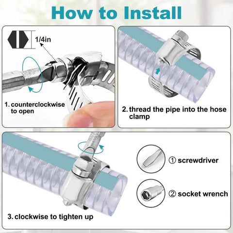 Installation guide for 20 Pack Stainless Steel Hose Clamps For One And A Half To Two And A Half Inch Hoses Adjustable Worm Gear Clamp Kit.