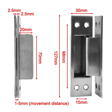 Dimensions of Invisible Cross Door Hinge For Wooden Doors And Aluminum Frame Doors, 180 Degree Opening, Zinc Alloy Die Cast With Stainless Steel Build