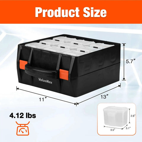 Double-Sided Parts Organizer Box With Eighteen Removable Bins Portable Screw And Hardware Storage Case, 13x11x5.7 inches