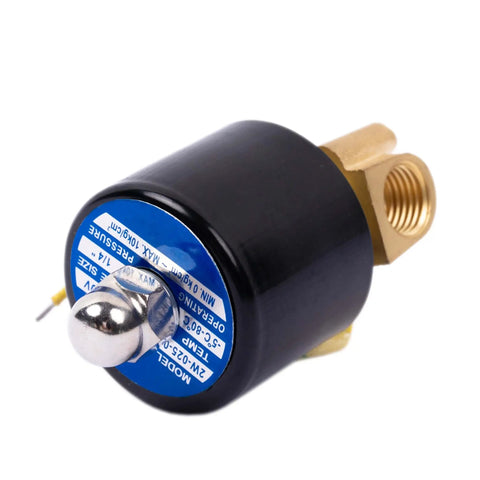 Copper Electric Solenoid Valve, Normally Closed, For Water, Air, And Gas Systems, 110V AC, close-up view showing NPT thread and cast copper coil