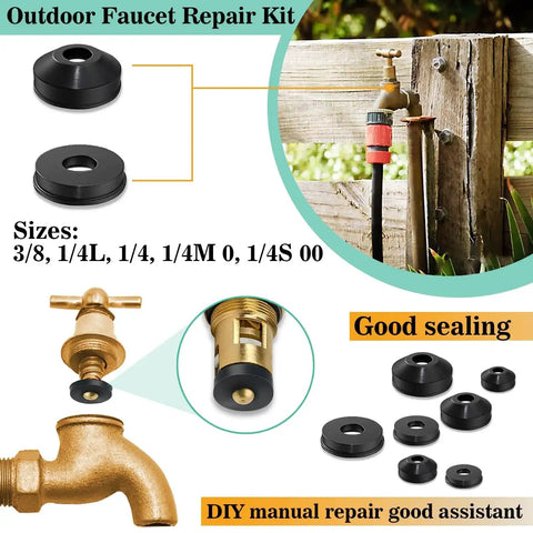 106 Piece Faucet Washer Kit With Assorted Flat And Beveled Rubber Washers For Outdoor Garden Faucets, Leak Repair And Replacement