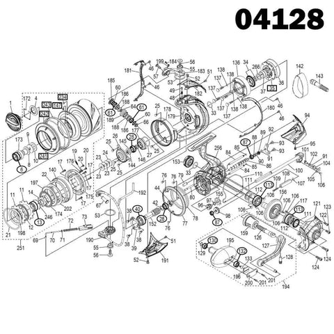 Diagram showing Stainless Steel Fishing Reel Ball Bearings Kit For 19 14000XG 14000PG Spinning Reels 03968 04128 Bearing Set