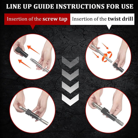 Guide showing use of Two Valve Ford Triton Spark Plug Thread Repair Kit For 4.6L 5.4L V10 Engines with twist drill and screw tap.