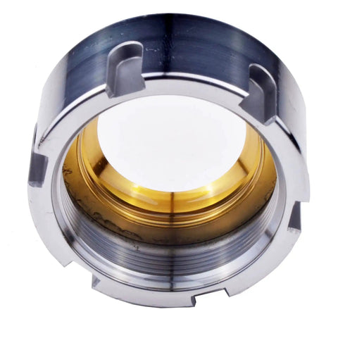 Front view of ER32 Bearing Collet Nut M40x1.5 Dead On Precision TIR 0.005mm for CNC Tool Holders, showing metallic finish and grooves.