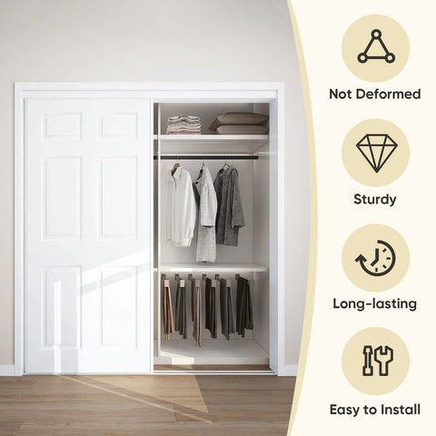 Sliding Closet Door Set 72x80 With Double 37 Panels, Six Panel Steel Frame Bypass Door, Primed And Preassembled, installed view