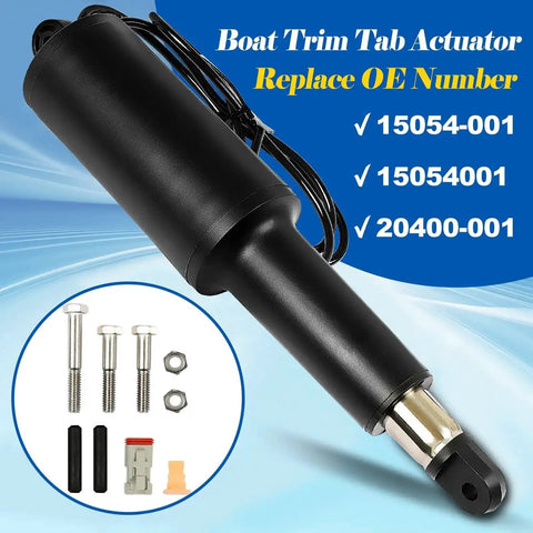 12V Boat Trim Tab Actuator With Two And A Quarter Inch Stroke OE Replacement 15054-001 15054001 20400-001 and components