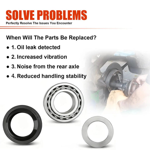 Rear Axle Shaft Wheel Bearing Inner Spacer And Oil Differential Seal Kit For Titan 2004-2007, Frontier 2005-2017, Xterra 2006-2015 Direct Replacement For 43252-7S200 And 43070-7S200 Heavy-Duty Auto Repair Set with installation steps