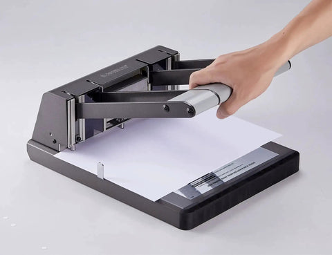 Extreme Duty Two To Three Hole Punch With High Leverage Handle And Precision Steel Punch Heads 160 Sheet Capacity All Metal Construction