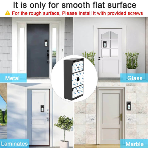 Adhesive Mount For Video Doorbell No Drill Installation, 360 Degree Full Coverage Protection, Hidden Security Screw shown