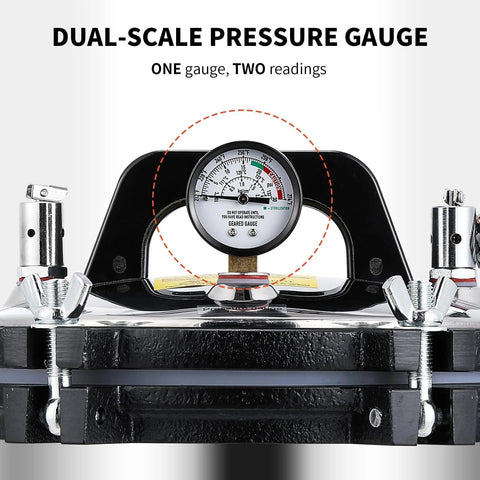 Autoclave, 18L stainless steel steam unit with dual-scale pressure gauge for kitchen use, 110V