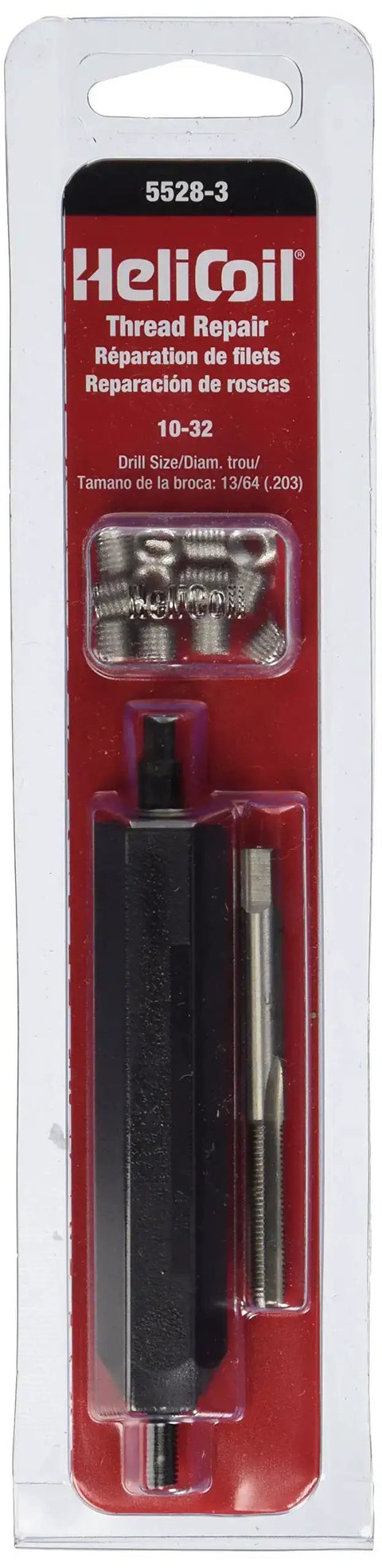 10-32 Fine Thread Hole Repair Kit With 12 Inserts, Tap And Installation Tool, All-In-One Fix For Damaged Threads, Includes Instructions And Carded Pack For Quick, On-The-Go Repairs in packaging