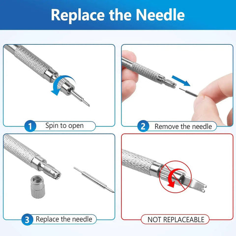 Must Have All In One Watch Band Repair Kit With Spring Bar Tool And Link Removal Tool 56 Stainless Steel Spring Bars For 16 26mm Bands Includes Handy User Manual Durable Waterproof Build For Replacing Straps And Adjusting Links tool needle replacement steps