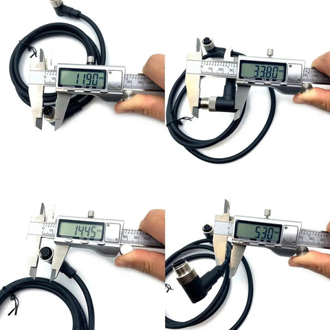 Caliper measuring Right Angle M12 5 Pin A Code Connector Cable 0.5 Meter Female To Male PVC Jacket AWG22 125V 4A Industrial Molded Wire