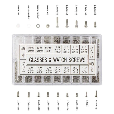 Micro Eyeglass And Sunglass Repair Screws Kit With Nuts, Stainless Steel Tiny Screws Assortment For Spectacles And Watches, Includes Mini Screwdriver