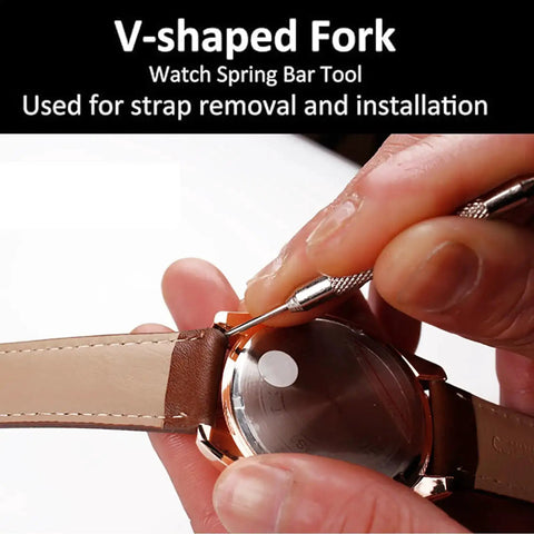 Stainless Steel Watch Band Removal Tool For Spring Bar Pins Removal And Repair Fits Most Watches Replacement Strap Kit in use
