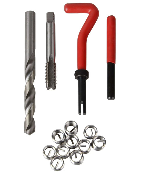 131 Piece Helicoil Thread Repair Kit With HSS Drill Bit And Thread Insert Tool For M5 M6 M8 M10 M12 Threads Fix Damaged Stripped Holes In Soft Metals Pro Grade Rethreading Kit For Home Garage Workshop