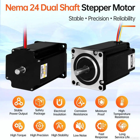 Dual Shaft Nema 24 Stepper Motor High Torque For CNC Mill And 3D Printer with stable and precise performance design features.