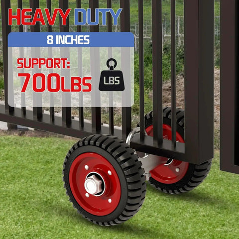 8 Inch Rolling Gate Wheel For Sliding Gates Heavy Duty Casters For Chain Link Gates Metal Fence Or Wooden Gates Durable Auto Tire Rubber And Solid Steel Plate With Galvanized Finish Wear Resistant And Rust Resistant 700 lbs support