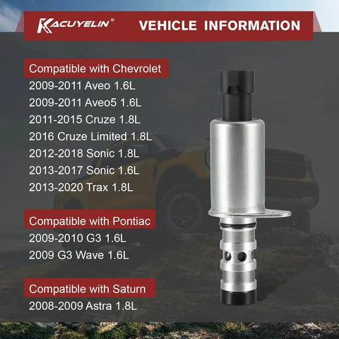 VVT Solenoid Oil Control Valve For Chevy Cruze Sonic Trax Aveo Aveo5 G3 Astra 2008 2020 1.6L And 1.8L Engines 2 Pack Replacement Engine Variable Valve Timing Solenoid For GM Cars