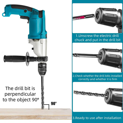 Installation guide for Rotary Hammer Drill Bits And Chisel Set For Concrete And Masonry 17 Piece Carbide Tipped Masonry Bit Set With Pointed And Flat Chisels Heavy Duty Hole Drilling Tool With Portable Storage Case For Stone Brick