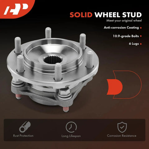 Solid wheel stud for Toyota 4WD SUVs, 10.9-grade bolts, 6 lugs, rust protection, corrosion resistant hub assembly detail view.