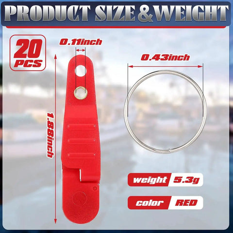 Heavy Tension Snap Release Clips Padded Trolling Clips With Key Ring For Weight Planer Boards Offshore Kites Downrigger Fishing Red Classic 20 Pack Built Tough For Saltwater And Freshwater Use Easy Release And Durable Seawater Safe Honoson product size