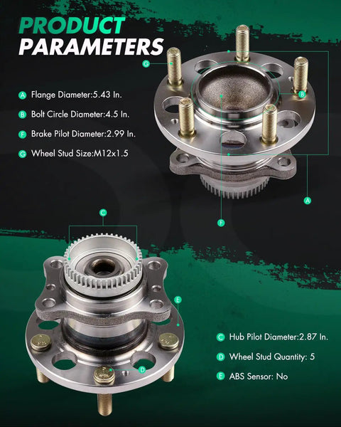 Beefed Up Rear Wheel Bearing And Hub Assembly With Abs For Hyundai Elantra 2011 Through 2016 Veloster 2012 Through 2016 Kia Forte