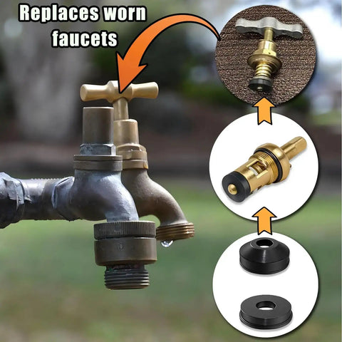 48 Piece Outdoor Faucet Washer Kit With Brass Screws And Flat And Beveled Washers displayed for faucet replacement