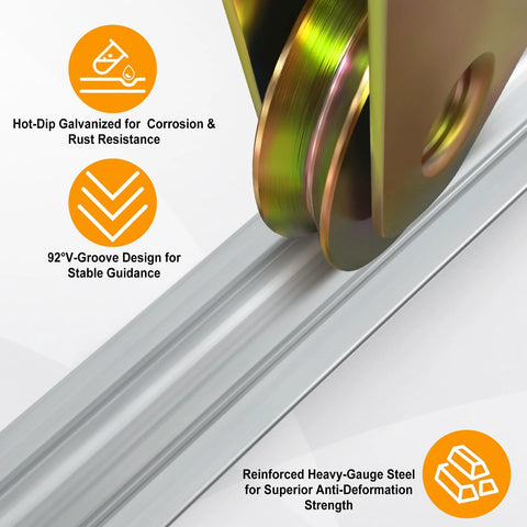 24 Ft V Track Galvanized Inverted V Track For Sliding Gates With Hardware Kit featuring 92° V-groove design and steel wheel