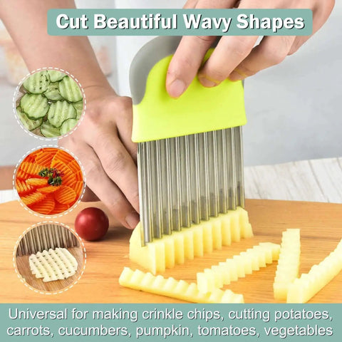 Crinkle Cutter For Veggies And Fries With Stainless Steel Blade Wavy Edge French Fry Crinkle Cutter Slicer For Homemade Crinkle Fries And Veggie Shapes Your Go To Kitchen Tool For Potatoes Carrots Cucumbers Easy To Use