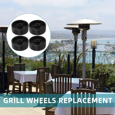4-pack black plastic caster wheels for gas patio heater replacement