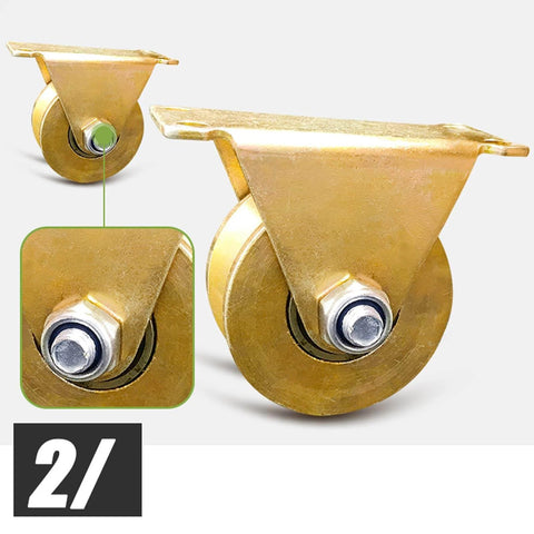 V Shaped Groove Track With Sliding Gate Roller And Beefy Heavy Duty Rigid Caster Set, 4 Pack Of 32mm Track Wheels