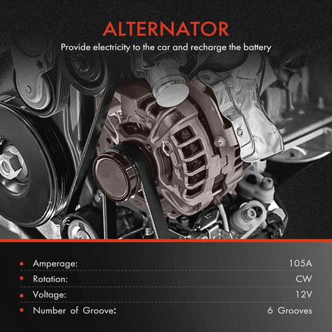 Drop In Replacement 12V 105A Alternator For GM Trucks And SUVs Direct Fit With 6 Groove Pulley And 4 Pins Fits Chevrolet Silverado