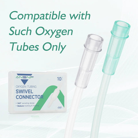 ANSNF Oxygen Tubing Swivel Connector, white, 10-pack, 360° rotation for tangle-free tubing.