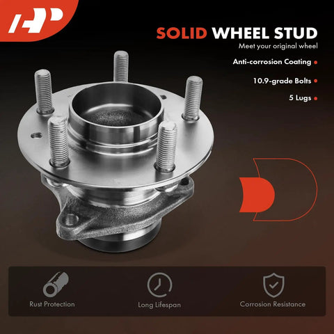 Two Pack Rear Wheel Bearing And Hub Assembly 5-Lug Fit Mazda CX-7 2007-2012 FWD Only, featuring solid wheel stud, rust-resistant