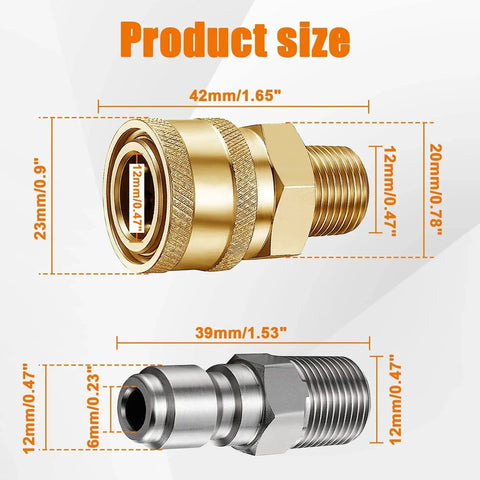 Four Pairs NPT Quarter Inch Pressure Washer Quick Connect Couplers Male And Female Quick Connectors Fittings Stainless Steel Adapters