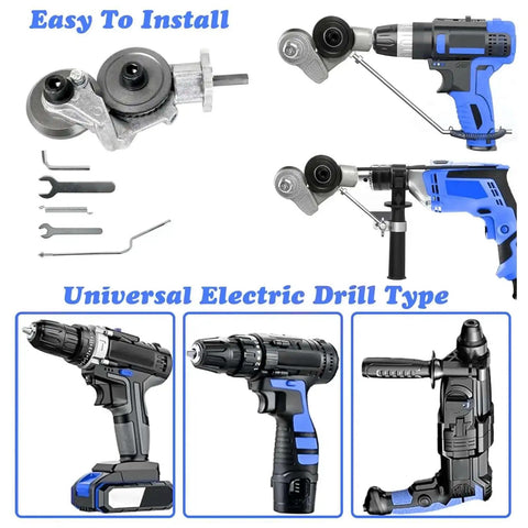 Beastly Heavy Duty Drill Plate Cutter Attachment For Sheet Metal Cutting Nibbler Drill Kit with adapter and drill components.