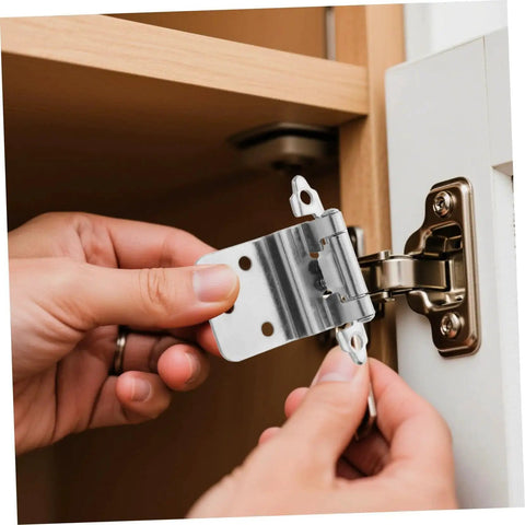 Heavy Duty Recessed Cabinet Hinges With Self Closing Design For Kitchen And Bathroom, 8 Pack, installed on cabinet door